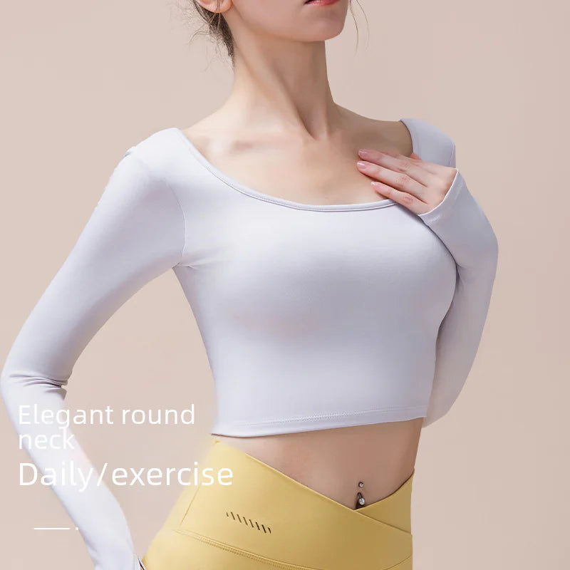 New Autumn Winter Yoga Long Sleeve Top with Padding