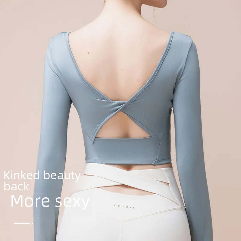 New Autumn Winter Yoga Long Sleeve Top with Padding