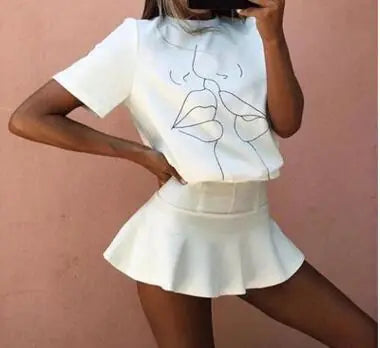 2018 Spring T-Shirt for Men and Women with Kiss Print