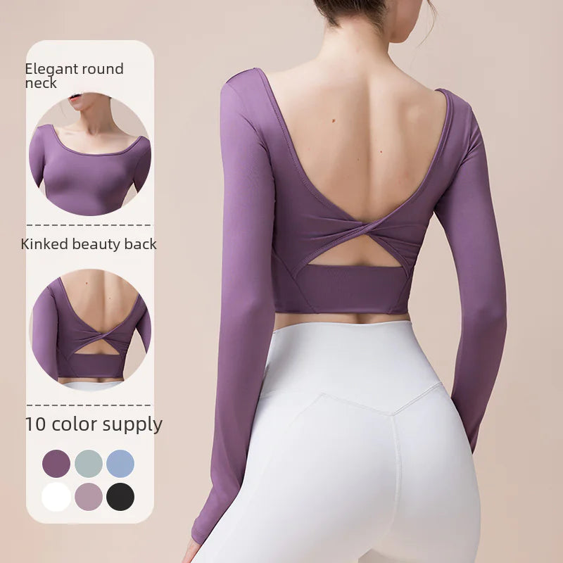 New Autumn Winter Yoga Long Sleeve Top with Padding