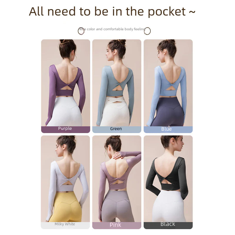 New Autumn Winter Yoga Long Sleeve Top with Padding