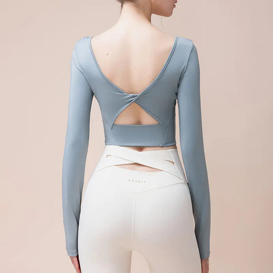 New Autumn Winter Yoga Long Sleeve Top with Padding